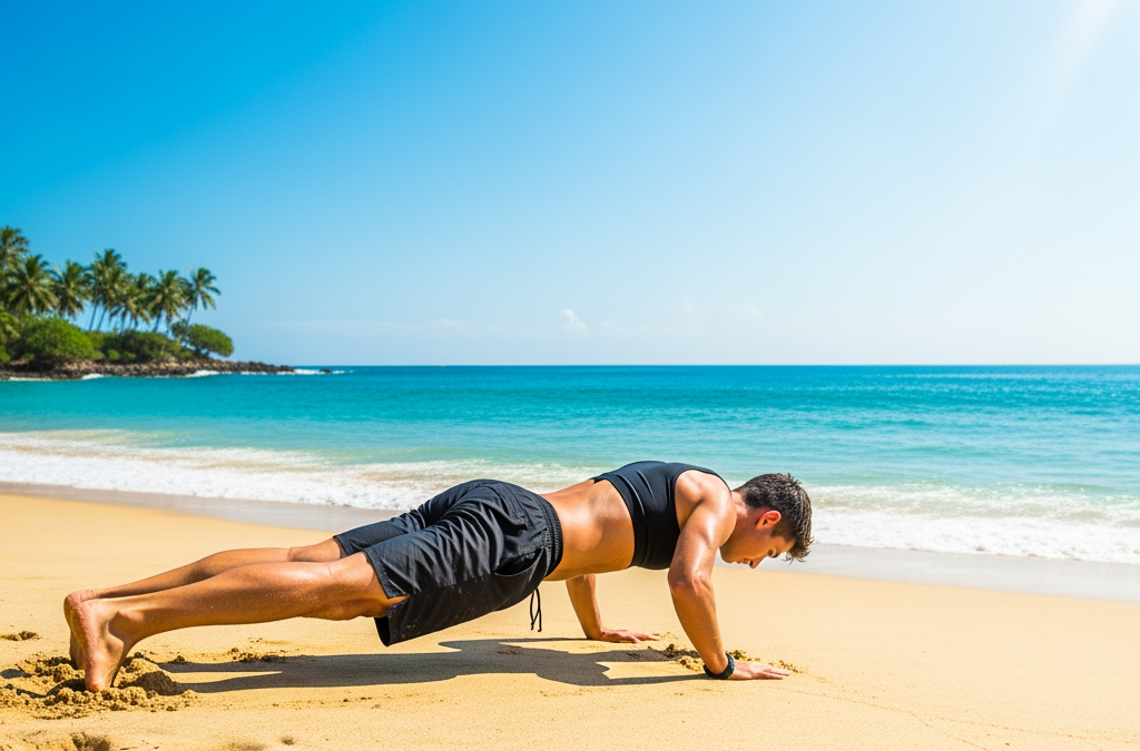 Working out on the beach